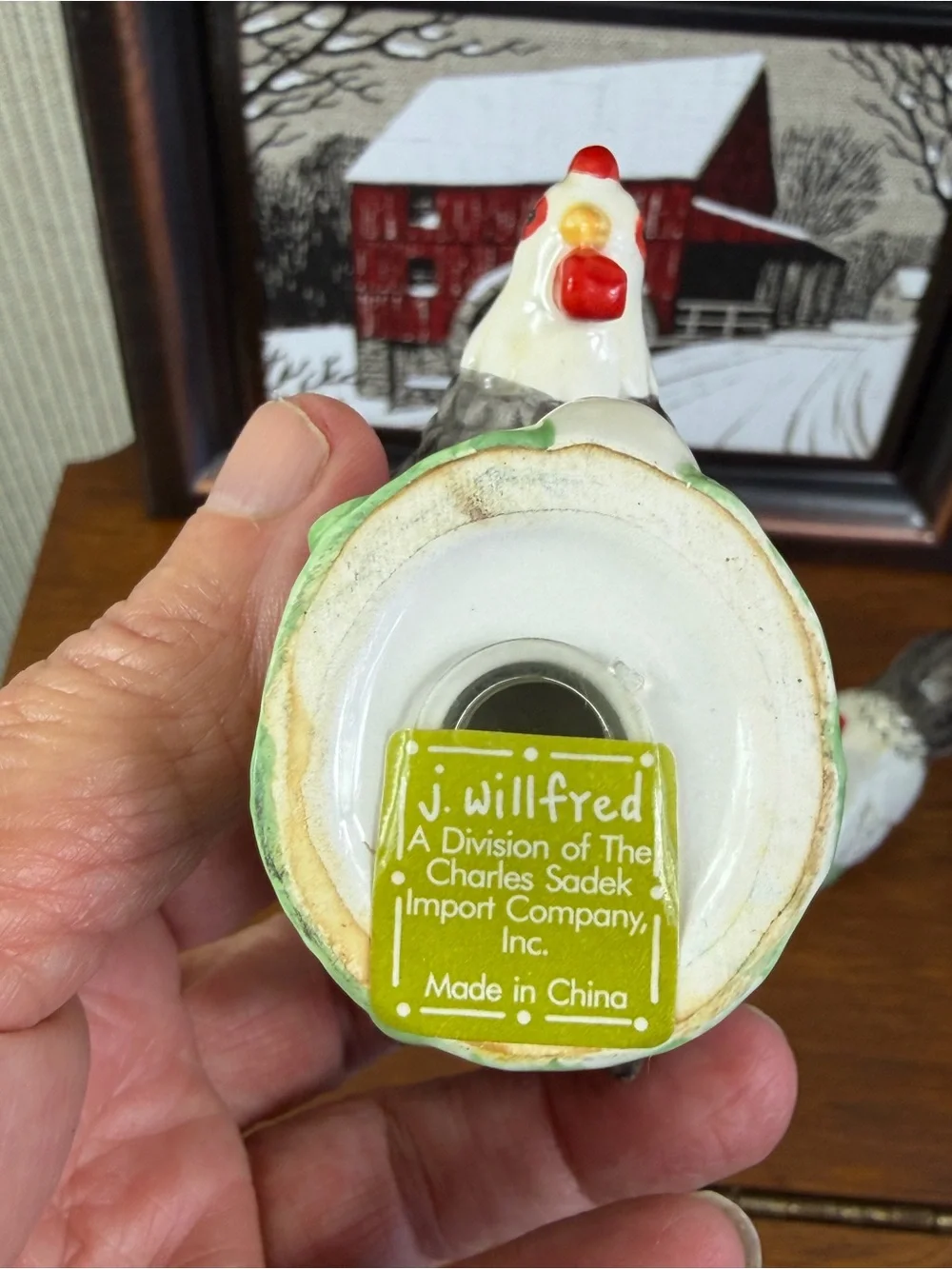1980's J. Willfred By Sadek Farmhouse Rooster And Hen Salt & Pepper Hand Painted